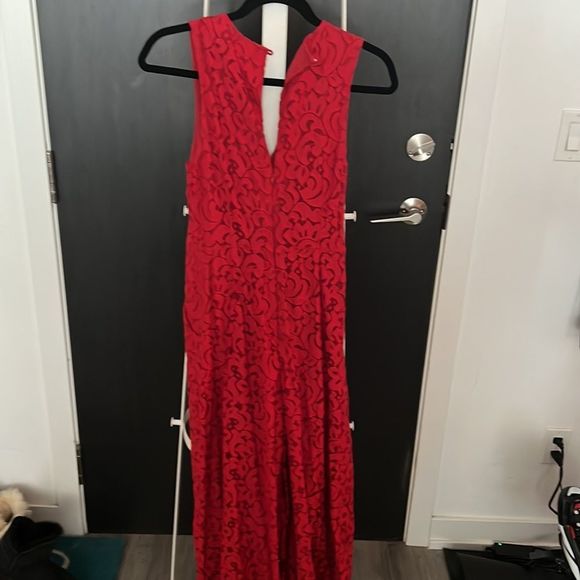 NWT Anthropologie moulinette soeurs red ankle length lace jumpsuit- size 6 - Picture 4 of 4